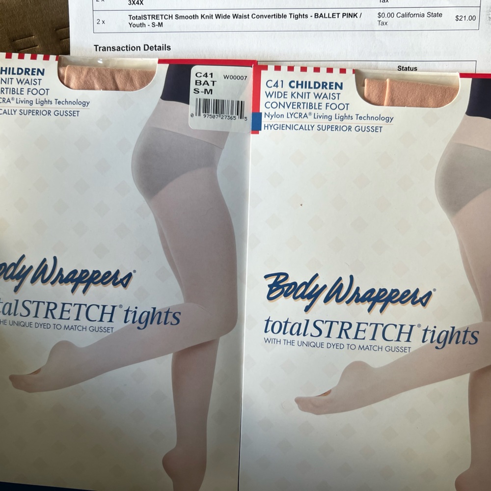 Brand new youth size Body Wrappers ballet transition tights.